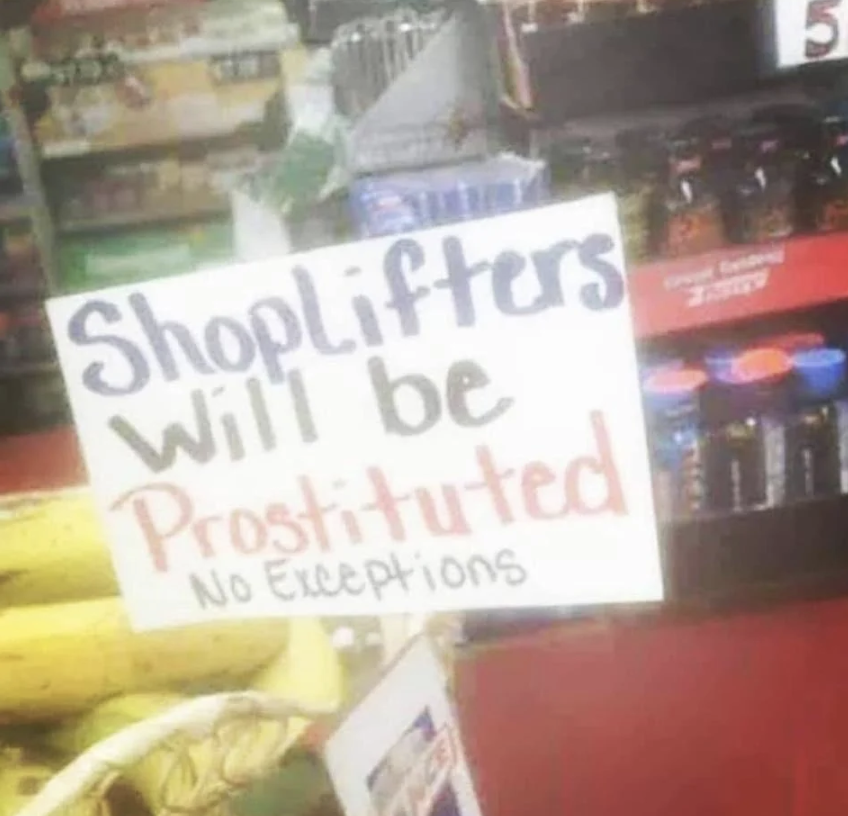 Pcscp Warning Trespassers Will Be Prostituted 11.5 inch by 9 inch Laminated Funny Sign - Shoplifters Will be Prostituted i No Exceptions 5